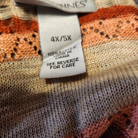 Catherines Plus Size Open Casade Tan, Brown, Peach Cardigan Size 4X/5X - Picture 3 of 6